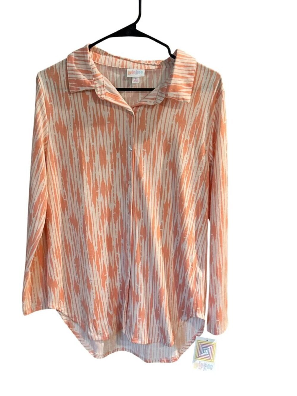 LuLaRoe Women's Valentina Peachy-Pink Button-Up Top